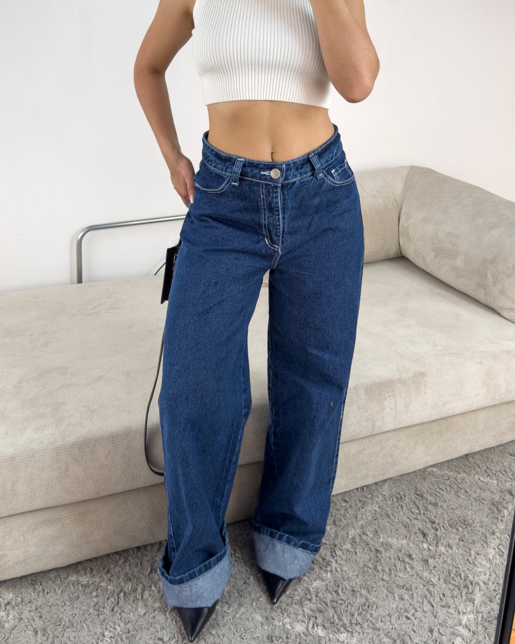 Jeans Wide Leg - Indigo Contrast