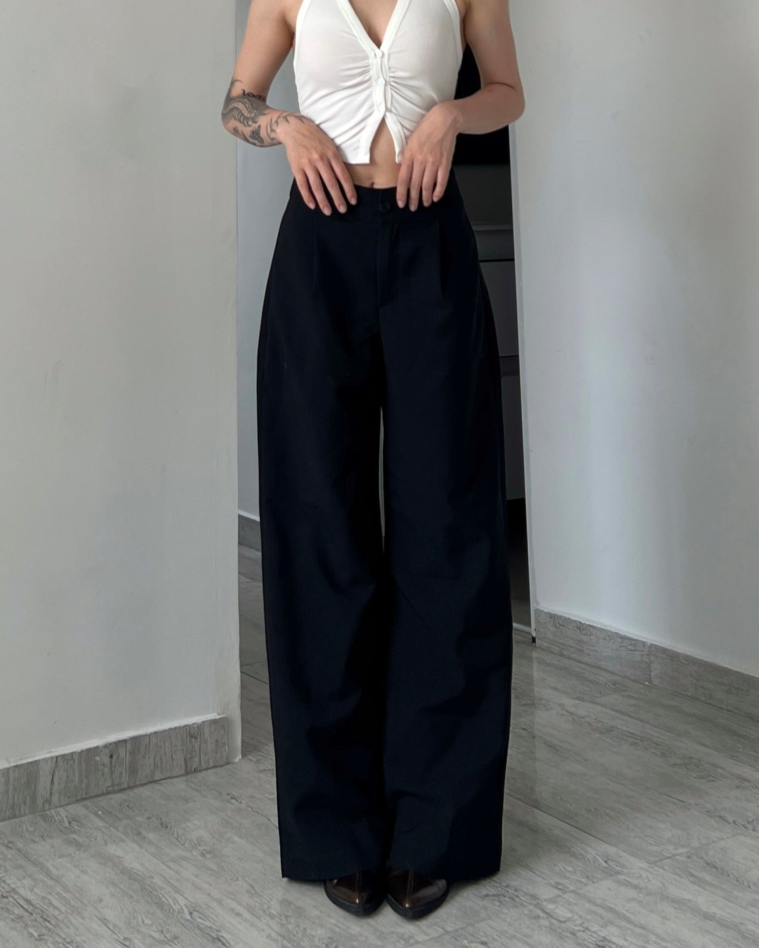Pantalón Clásico Viena - Negro Raya Tiza