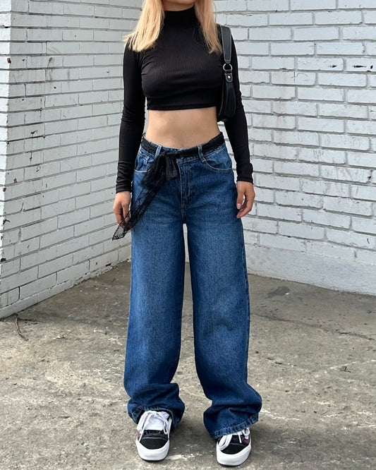 Jeans Wide Leg - Blue Washed