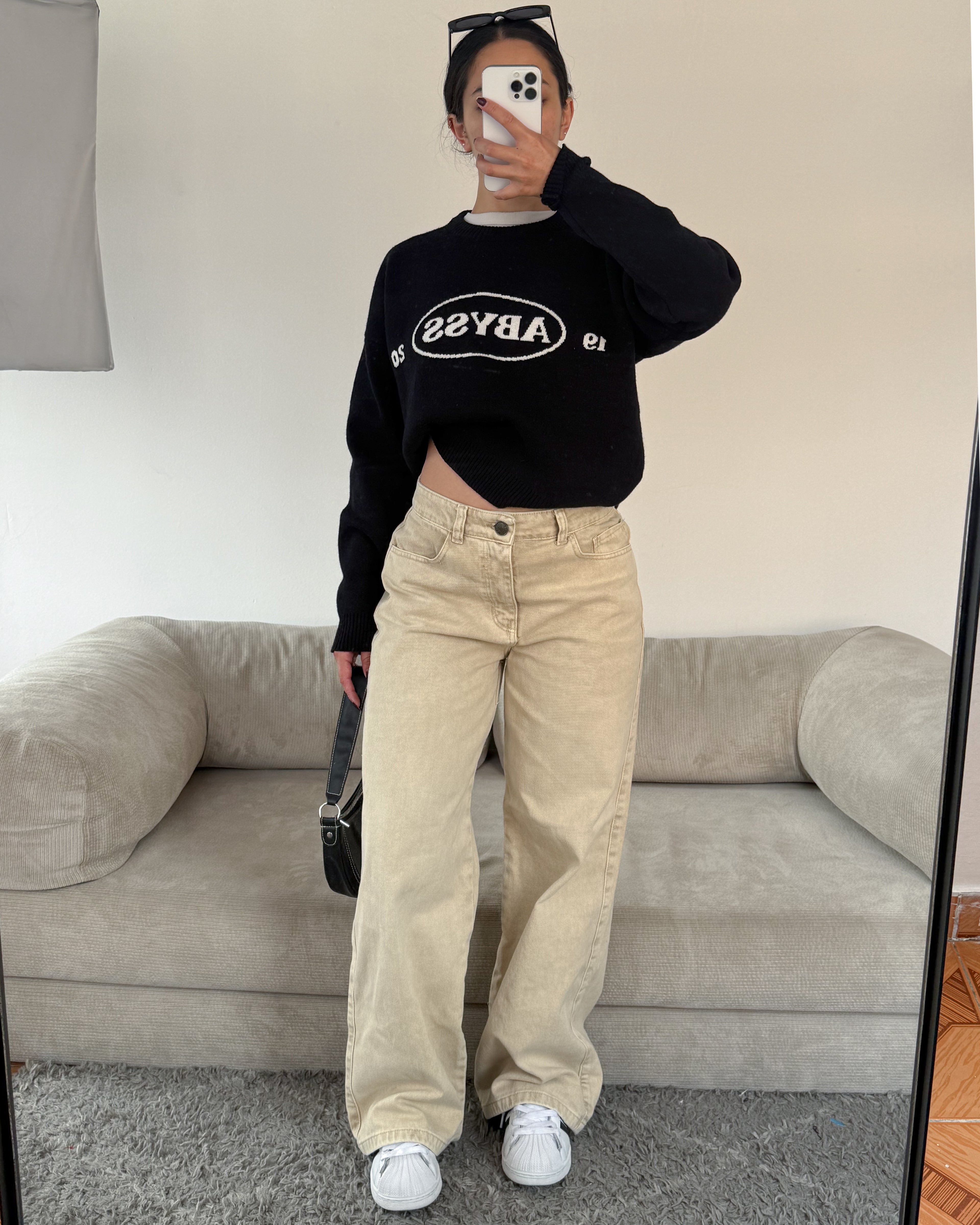 Jeans Wide Leg - Beige