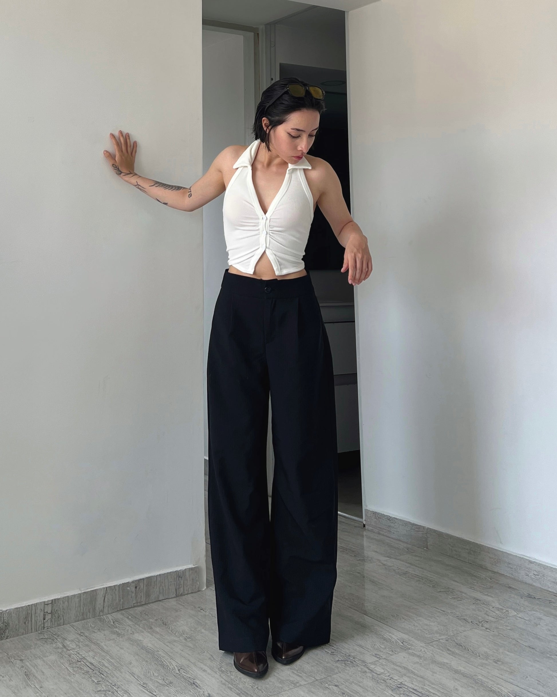 Pantalón Clásico Viena - Negro Raya Tiza
