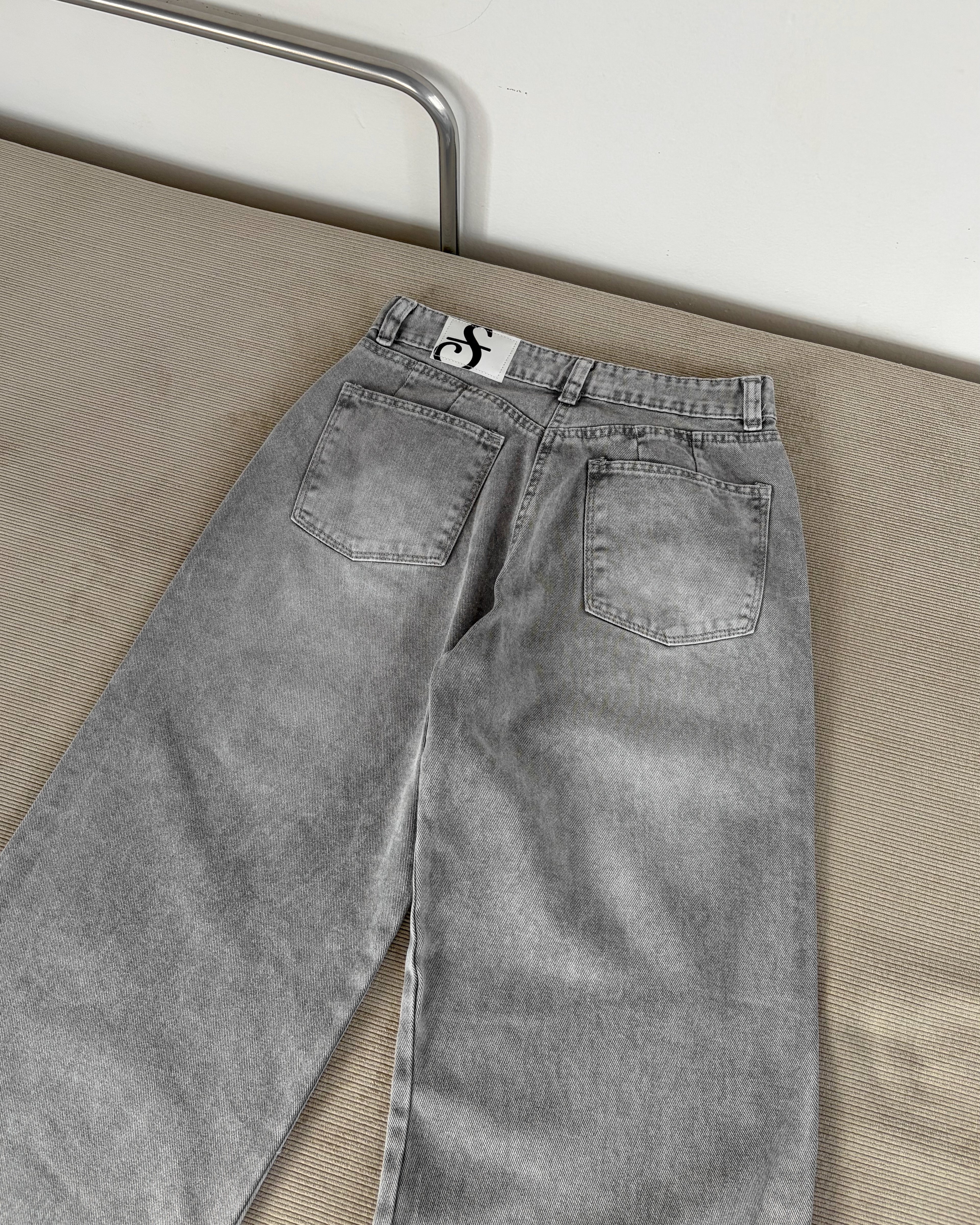 Jeans Wide Leg - Gris