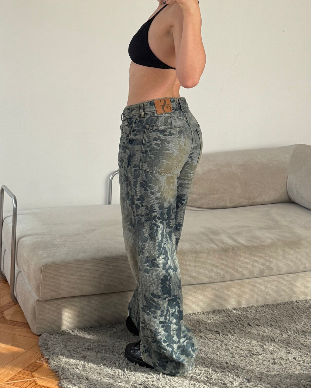 Jeans Wide Leg - Print Matizado