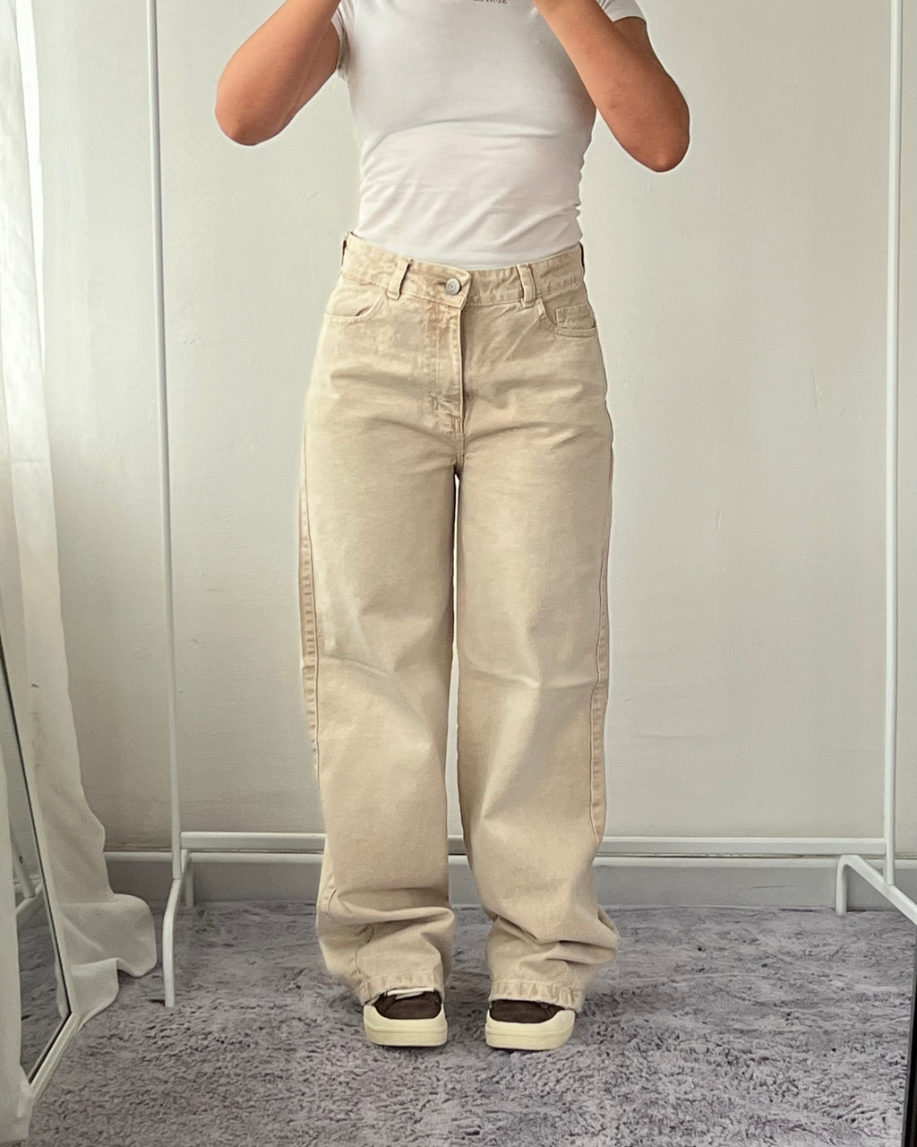 Jeans Wide Leg - Beige