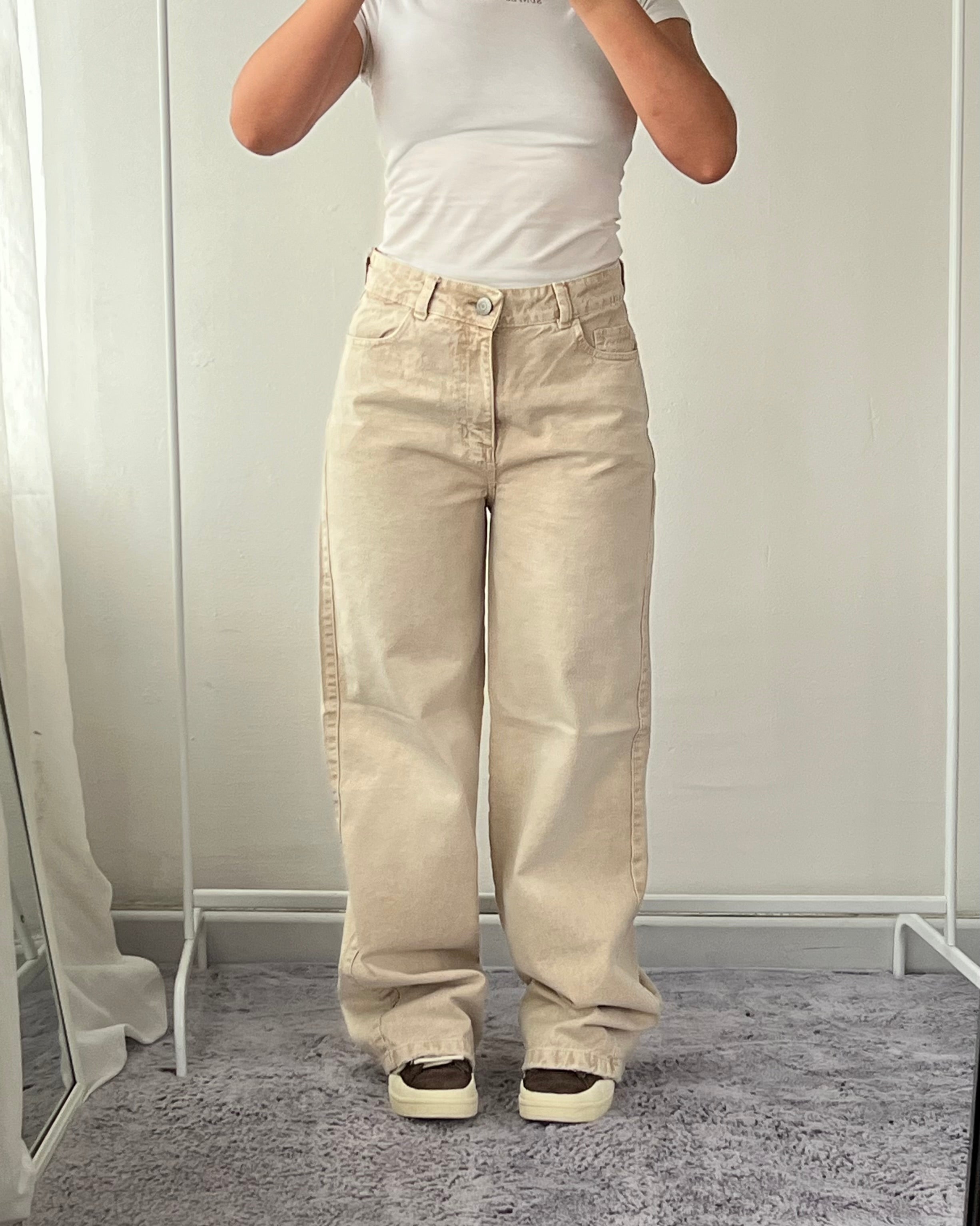 Jeans Wide Leg - Beige