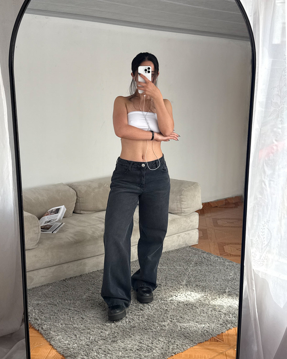 Jeans Wide Leg - Negro Carbón