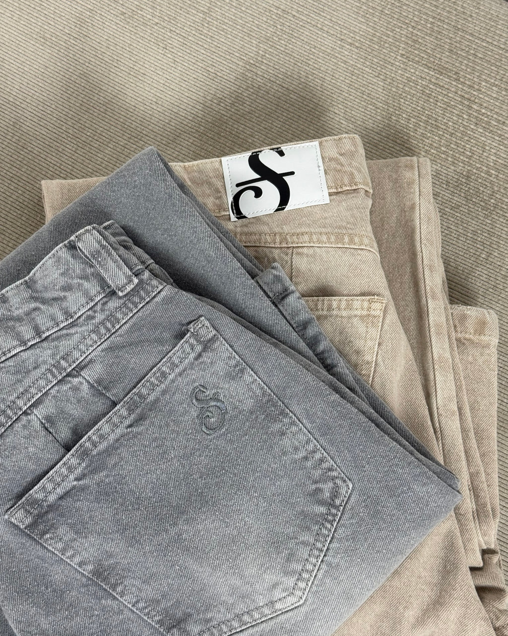 Jeans Wide Leg - Gris