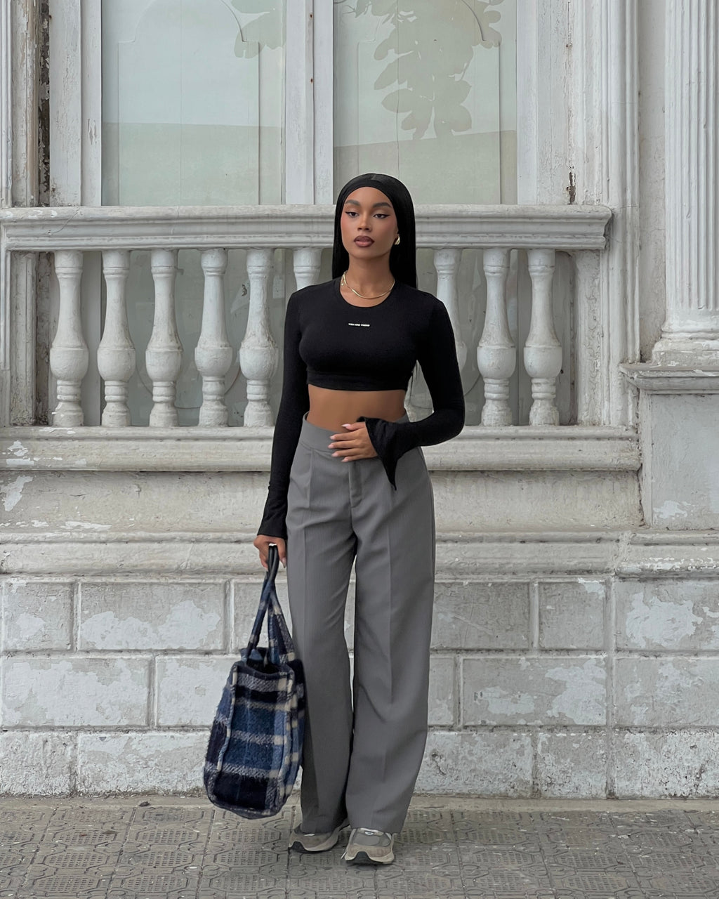 Pantalón Clásico Viena - Gris  Raya Tiza