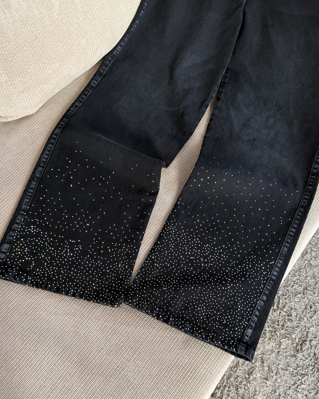 Jeans Wide Leg - Black Shine