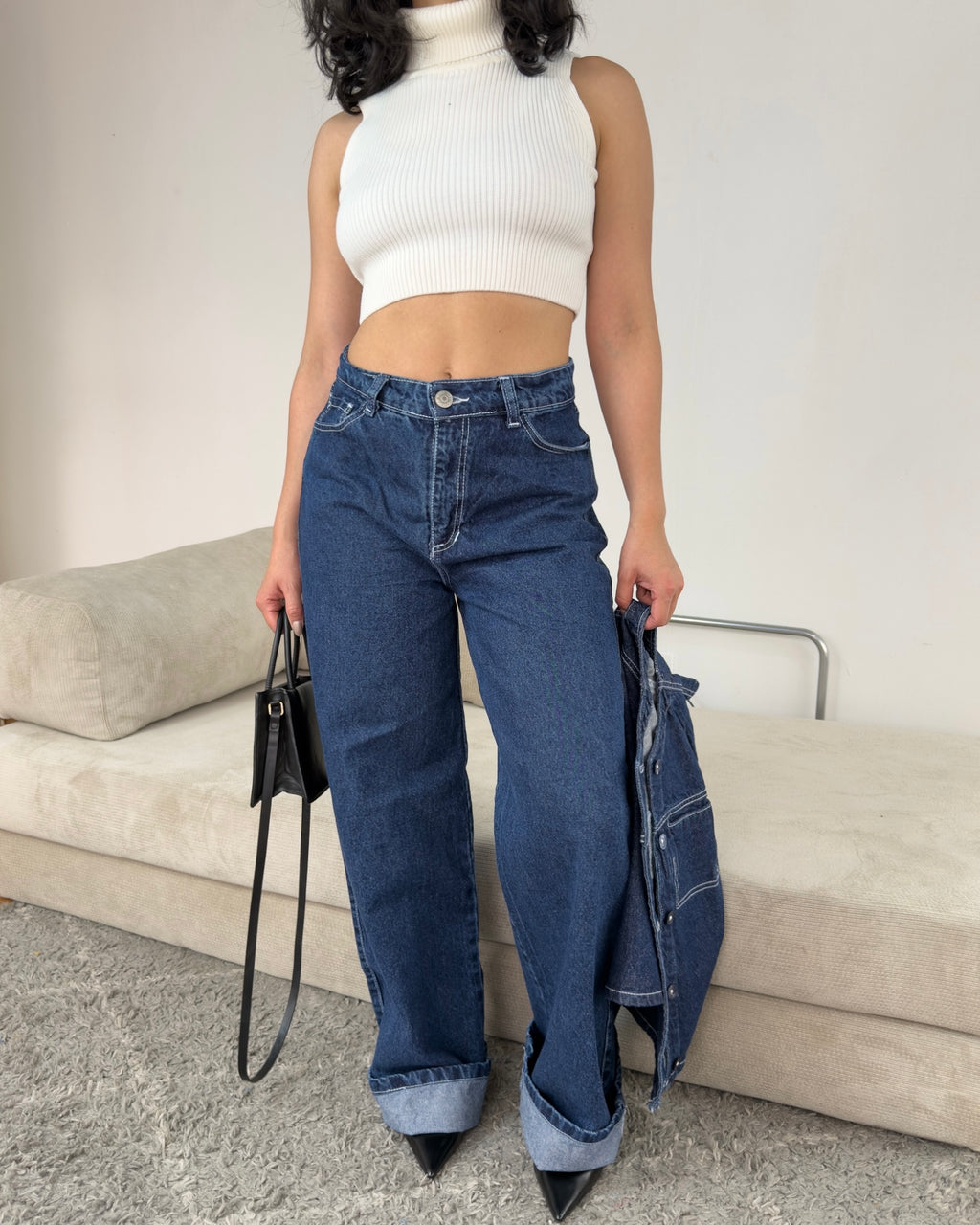 Jeans Wide Leg - Indigo Contrast
