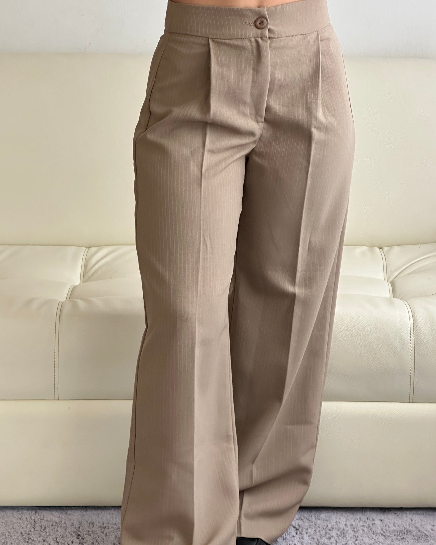 Pantalón Clásico Viena - Beige Raya Tiza