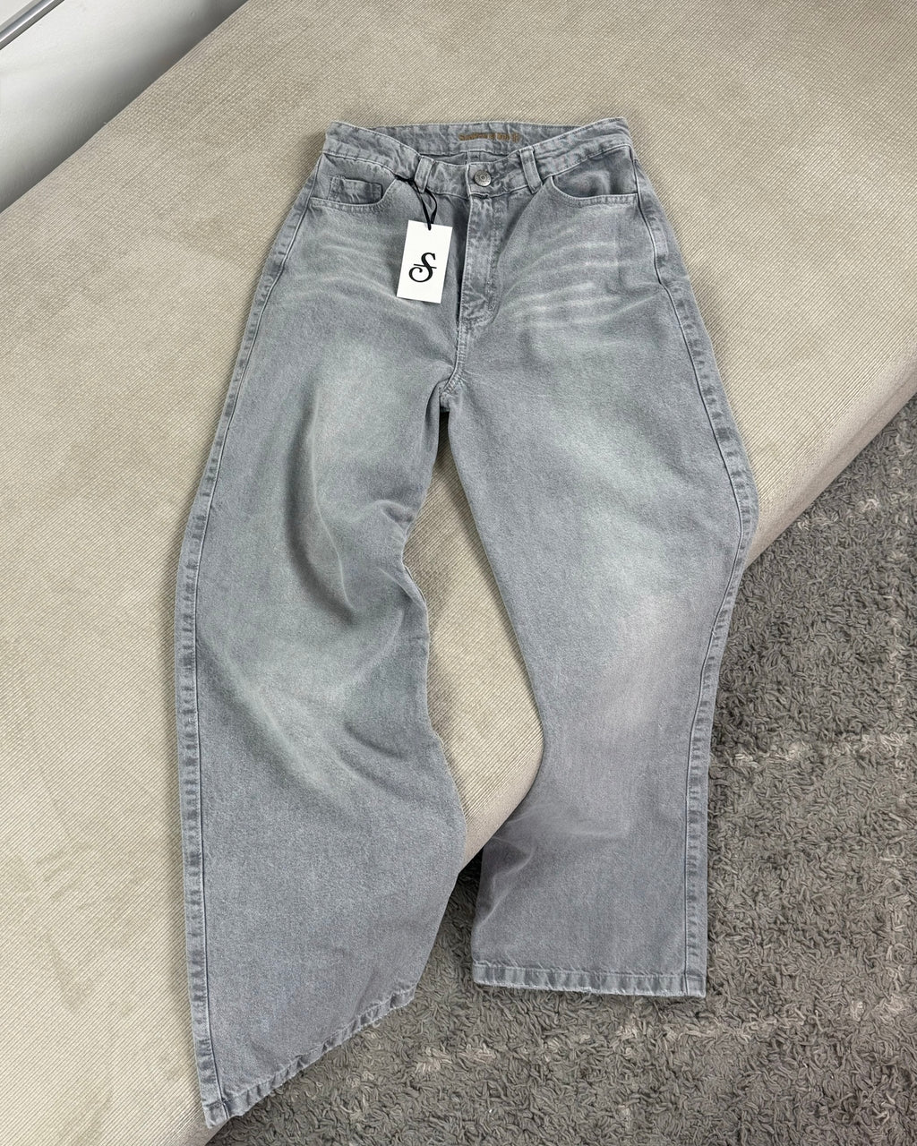 Jeans Wide Leg - Gris