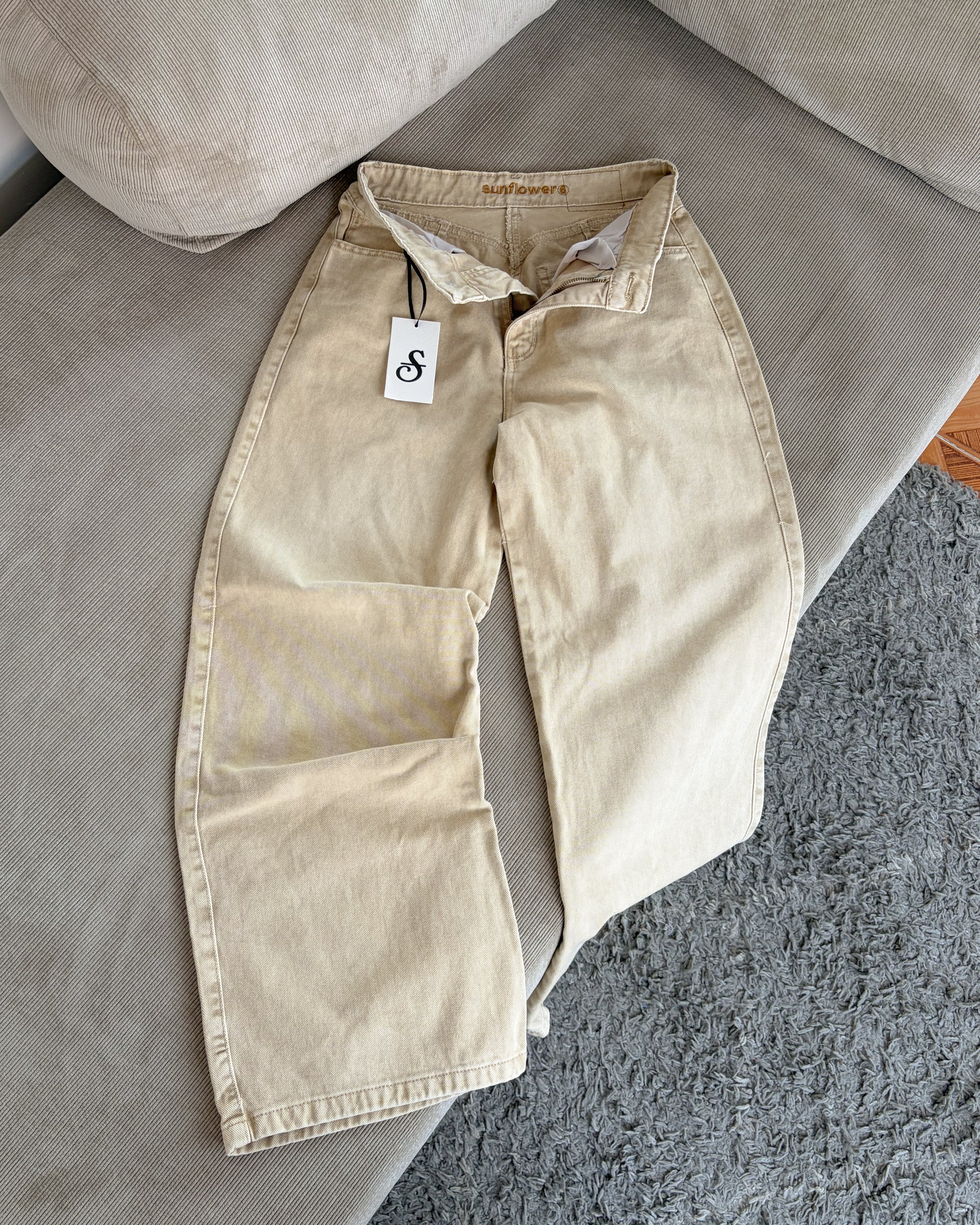 Jeans Wide Leg - Beige