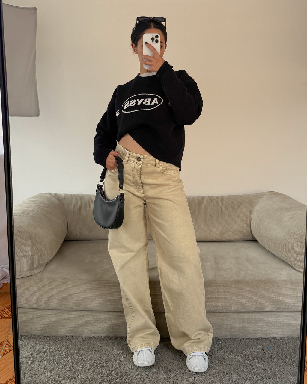 Jeans Wide Leg - Beige