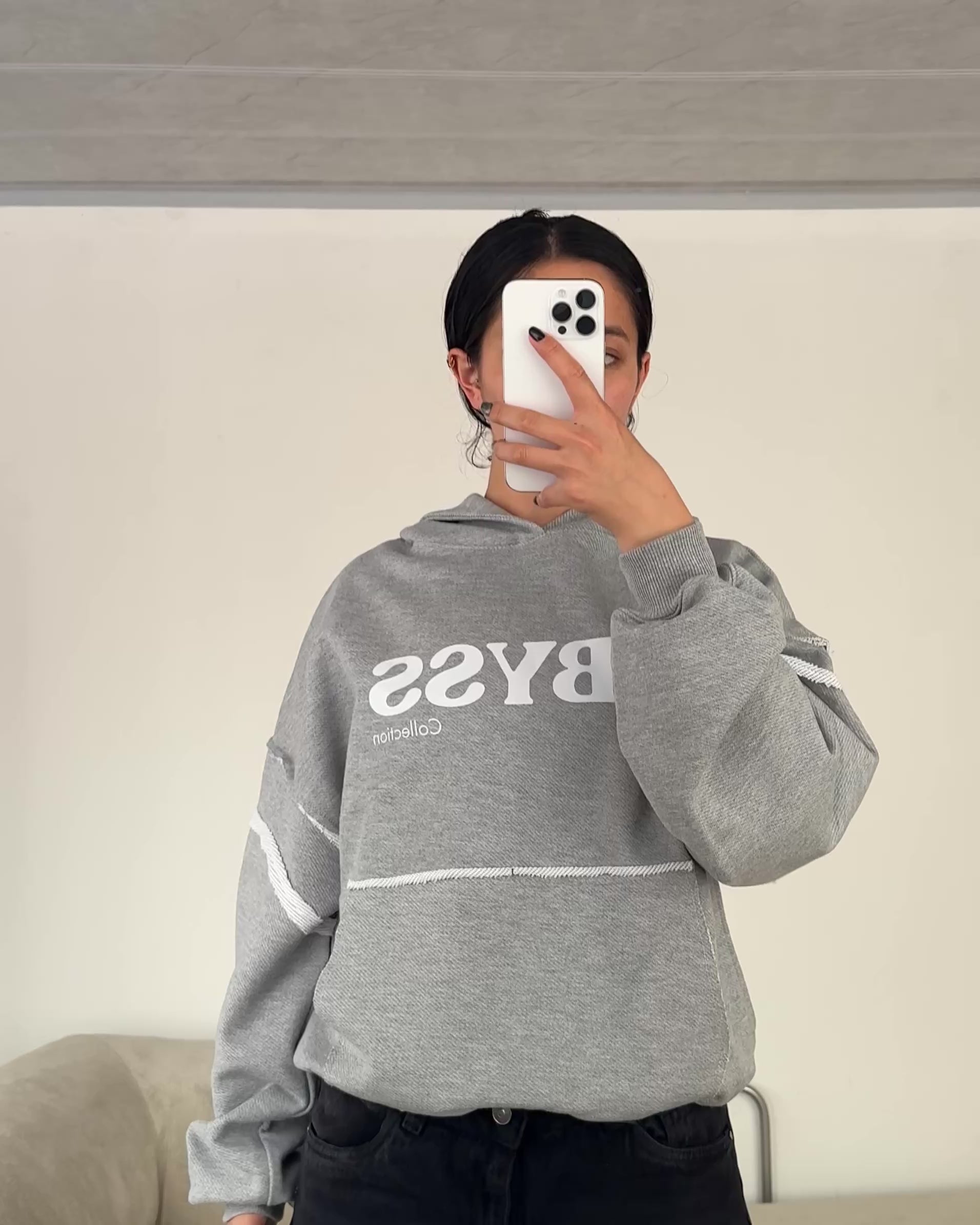 Hoodie Oversize gris - Abyss